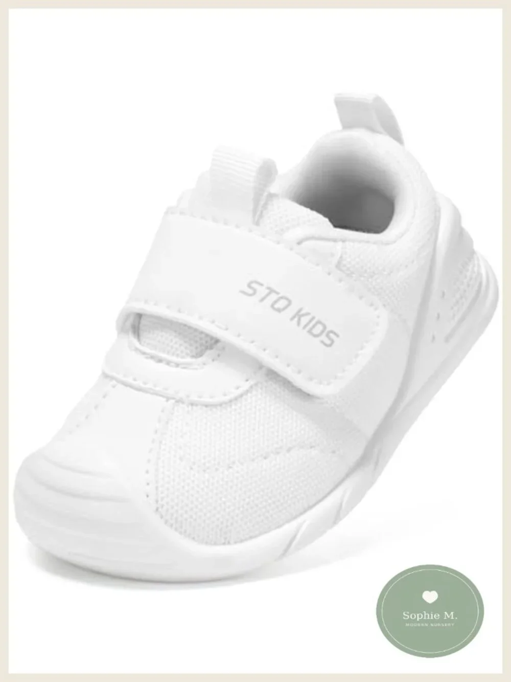 Baby First Walker Sneakers, Wide Toe Box, Non-Slip, Breathable Mesh, Hook &